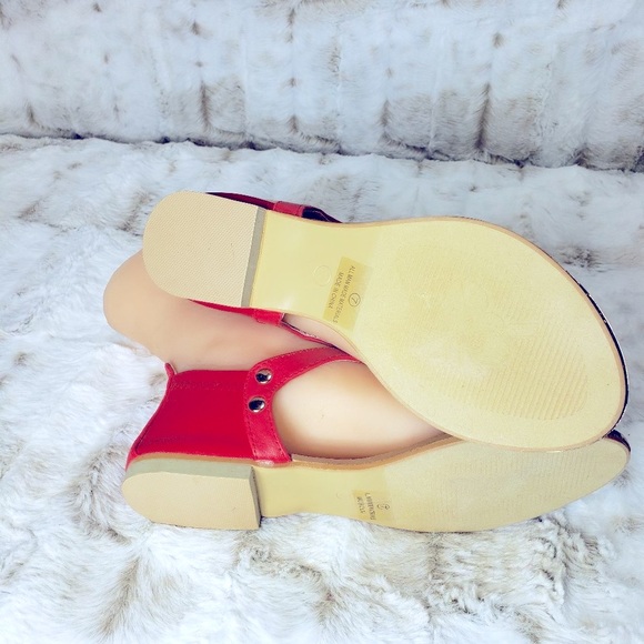 Red Rhinestone Peacock Toe Strap Sandals - Picture 14 of 15